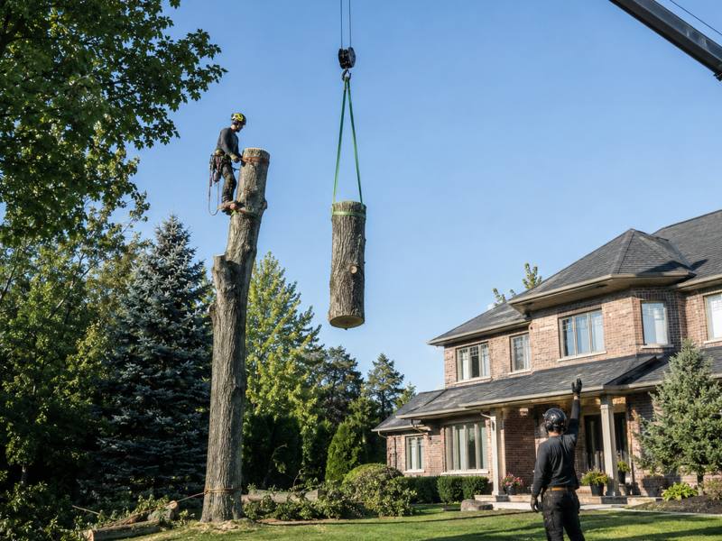 East Credit Tree Service crew standing beside their work truck